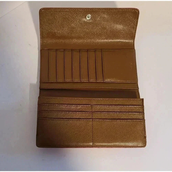 VINTAGE DKNY DONNA KARAN TRIFOLD PINK LEATHER WALLET - Picture 6 of 8